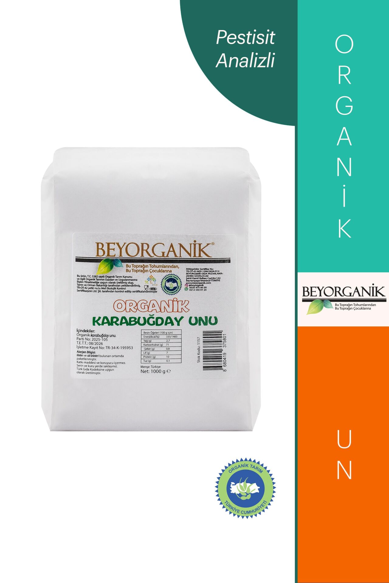 Beyorganik Organik Karabuğday Unu 1,000 GR GREÇKA